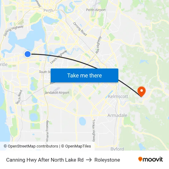 Canning Hwy After North Lake Rd to Roleystone map