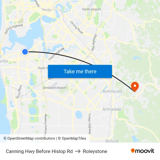 Canning Hwy Before Hislop Rd to Roleystone map