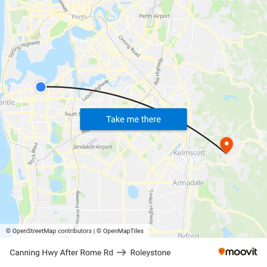 Canning Hwy After Rome Rd to Roleystone map