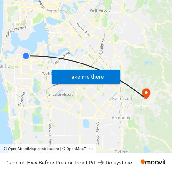 Canning Hwy Before Preston Point Rd to Roleystone map
