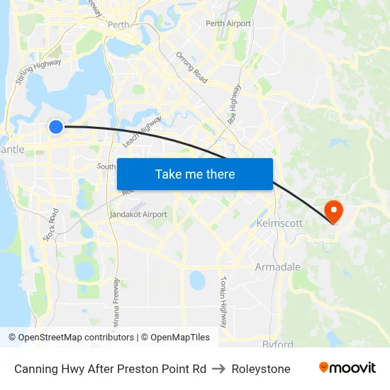 Canning Hwy After Preston Point Rd to Roleystone map