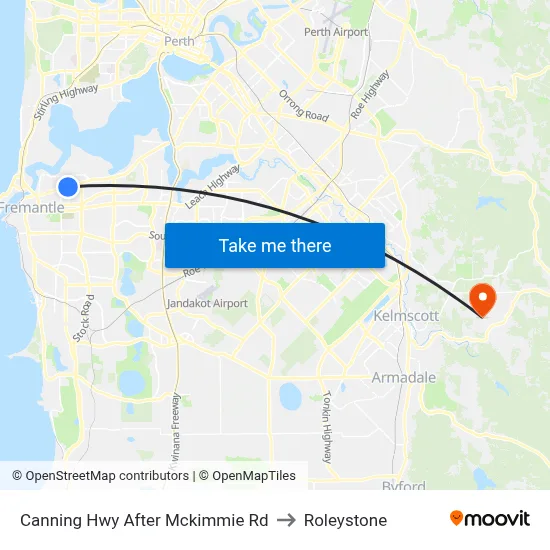 Canning Hwy After Mckimmie Rd to Roleystone map