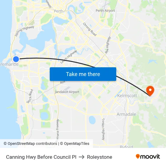 Canning Hwy Before Council Pl to Roleystone map