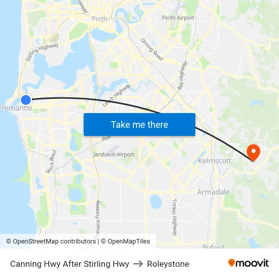 Canning Hwy After Stirling Hwy to Roleystone map