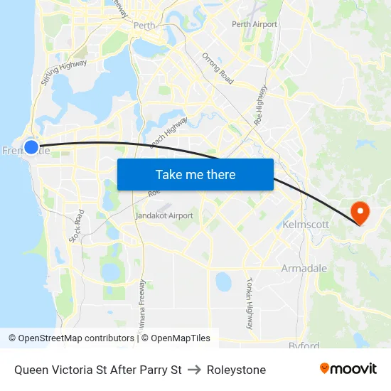 Queen Victoria St After Parry St to Roleystone map