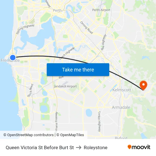 Queen Victoria St Before Burt St to Roleystone map