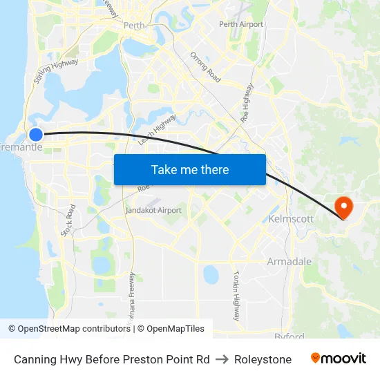 Canning Hwy Before Preston Point Rd to Roleystone map