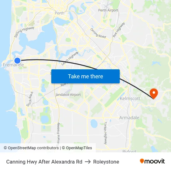 Canning Hwy After Alexandra Rd to Roleystone map