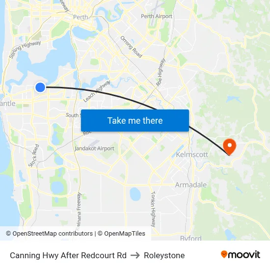 Canning Hwy After Redcourt Rd to Roleystone map