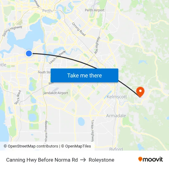 Canning Hwy Before Norma Rd to Roleystone map