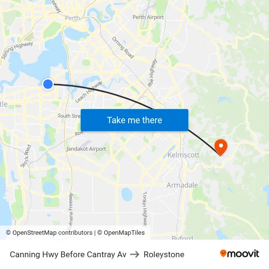 Canning Hwy Before Cantray Av to Roleystone map