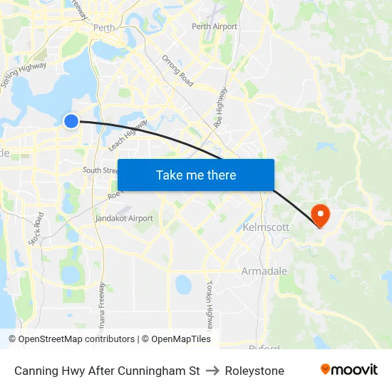 Canning Hwy After Cunningham St to Roleystone map