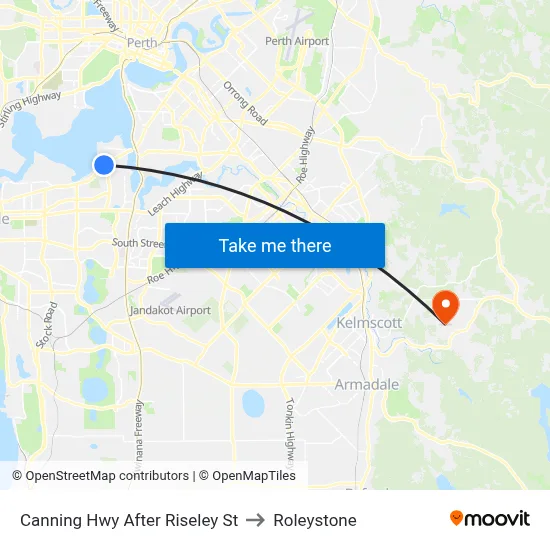 Canning Hwy After Riseley St to Roleystone map