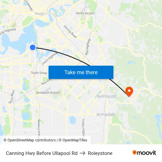 Canning Hwy Before Ullapool Rd to Roleystone map