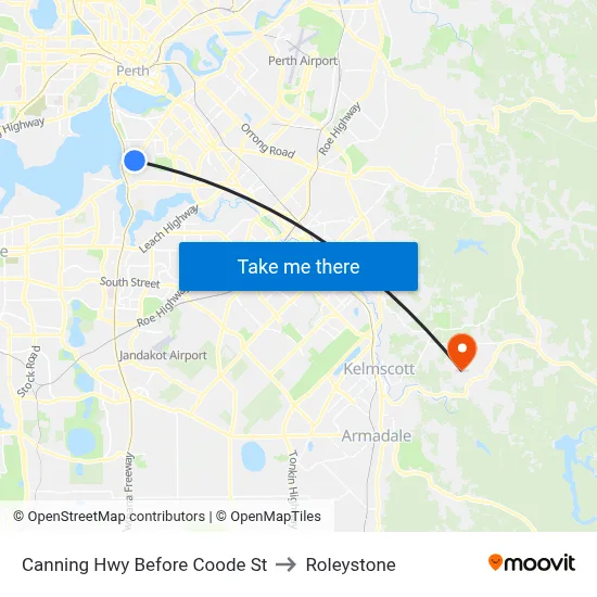 Canning Hwy Before Coode St to Roleystone map