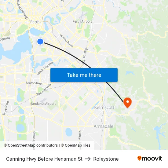 Canning Hwy Before Hensman St to Roleystone map