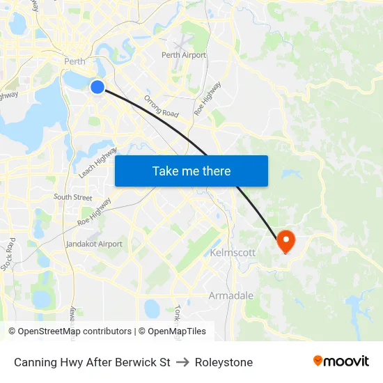 Canning Hwy After Berwick St to Roleystone map