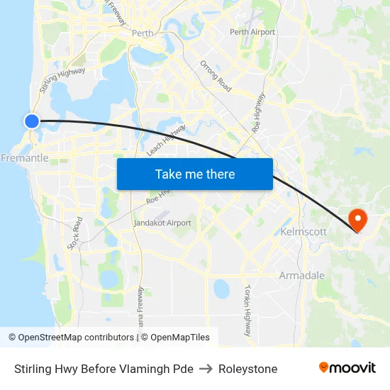 Stirling Hwy Before Vlamingh Pde to Roleystone map