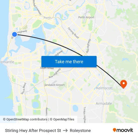 Stirling Hwy After Prospect St to Roleystone map