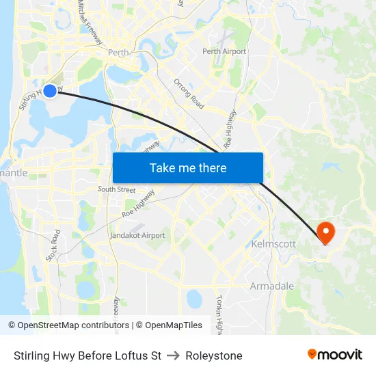 Stirling Hwy Before Loftus St to Roleystone map