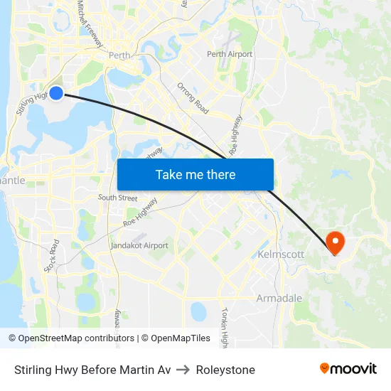 Stirling Hwy Before Martin Av to Roleystone map