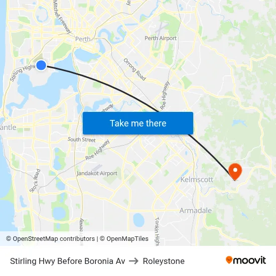 Stirling Hwy Before Boronia Av to Roleystone map