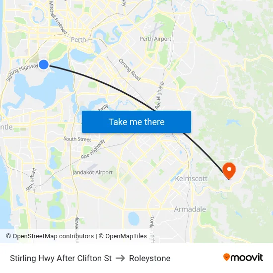 Stirling Hwy After Clifton St to Roleystone map