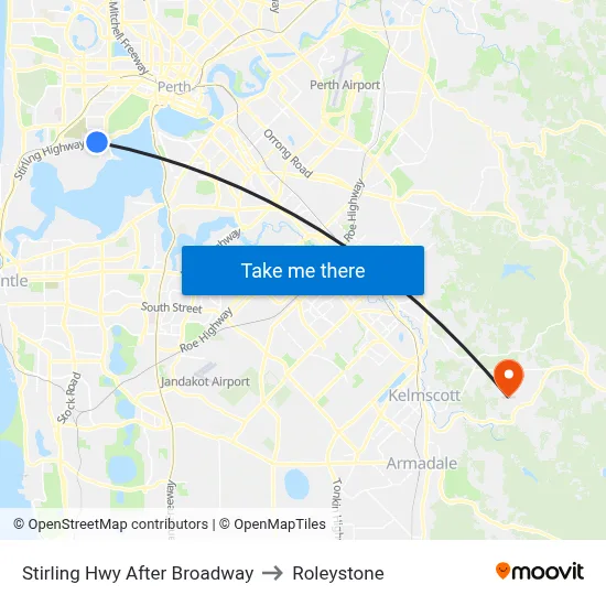 Stirling Hwy After Broadway to Roleystone map