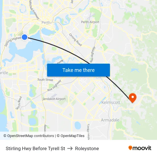 Stirling Hwy Before Tyrell St to Roleystone map