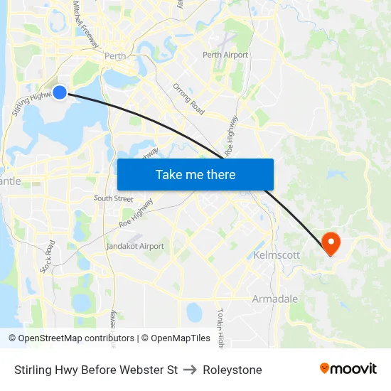 Stirling Hwy Before Webster St to Roleystone map