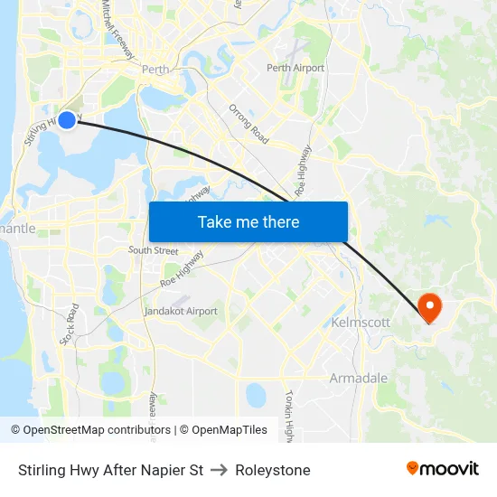 Stirling Hwy After Napier St to Roleystone map