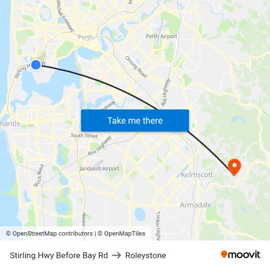 Stirling Hwy Before Bay Rd to Roleystone map