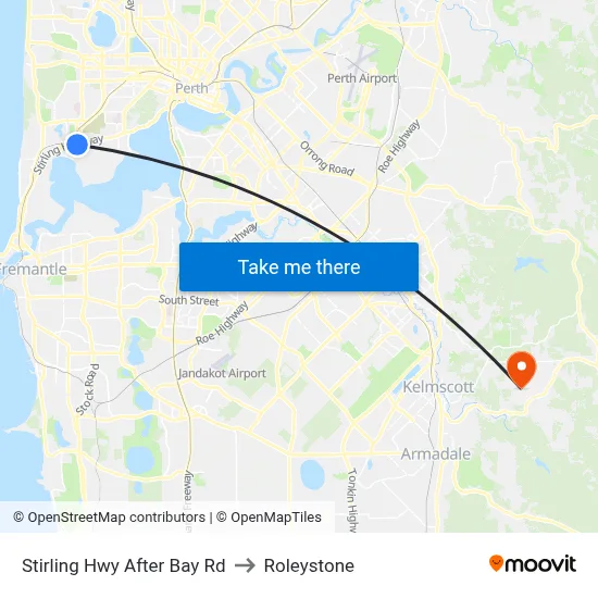 Stirling Hwy After Bay Rd to Roleystone map