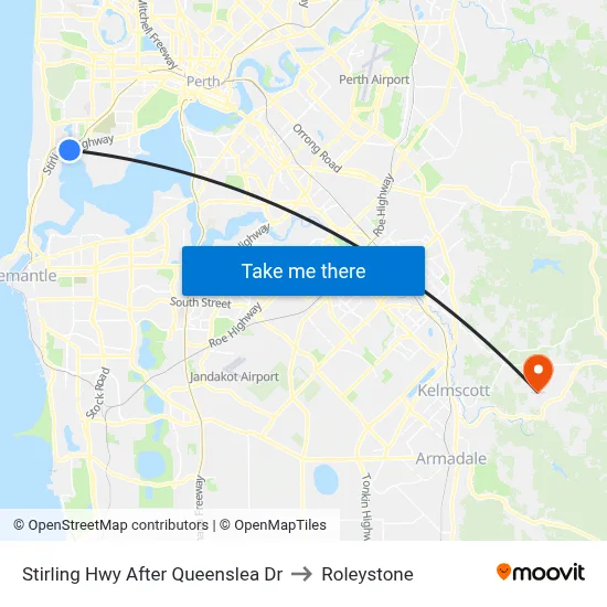 Stirling Hwy After Queenslea Dr to Roleystone map