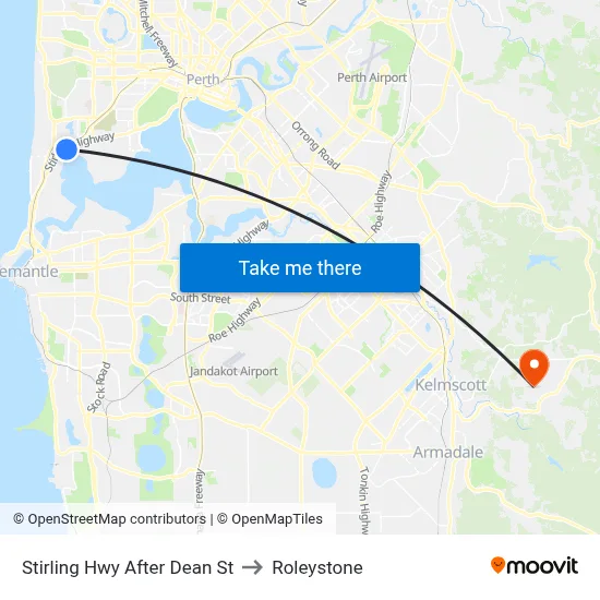 Stirling Hwy After Dean St to Roleystone map