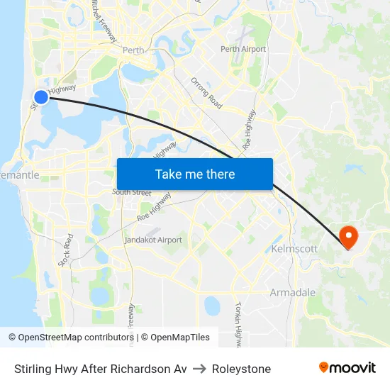 Stirling Hwy After Richardson Av to Roleystone map