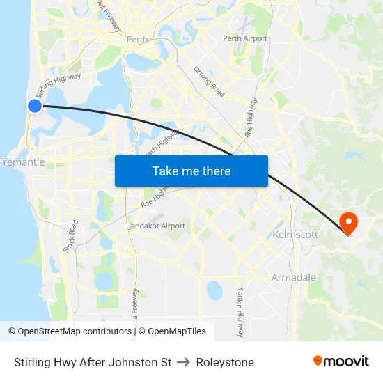 Stirling Hwy After Johnston St to Roleystone map