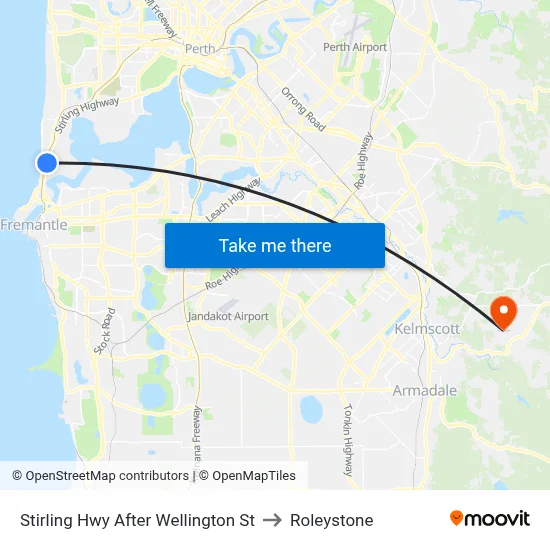Stirling Hwy After Wellington St to Roleystone map