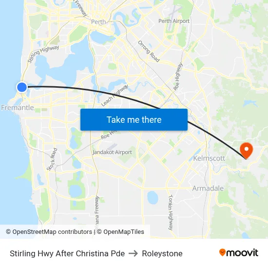 Stirling Hwy After Christina Pde to Roleystone map