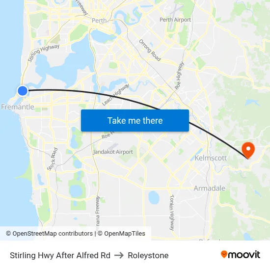 Stirling Hwy After Alfred Rd to Roleystone map