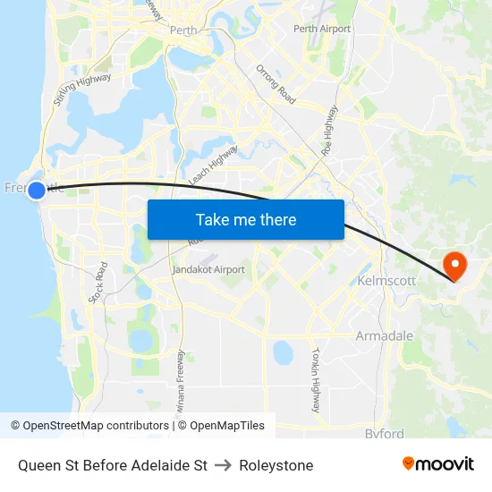 Queen St Before Adelaide St to Roleystone map