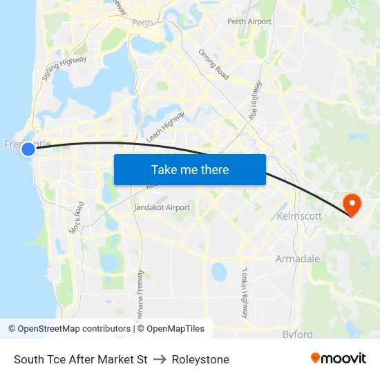 South Tce After Market St to Roleystone map