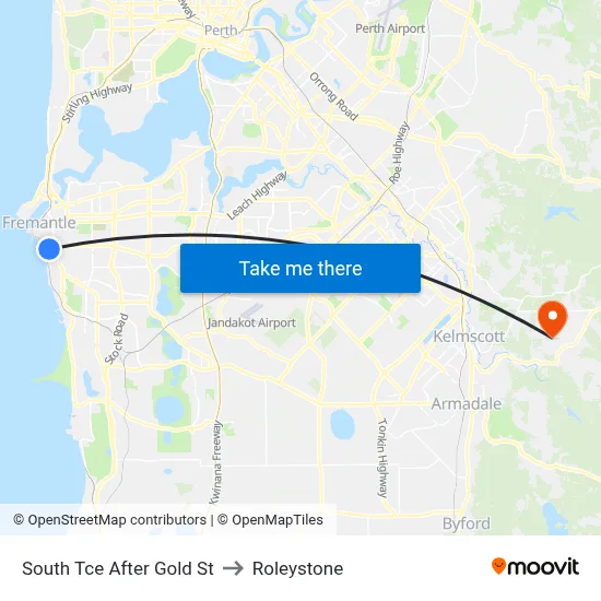 South Tce After Gold St to Roleystone map