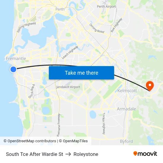 South Tce After Wardie St to Roleystone map