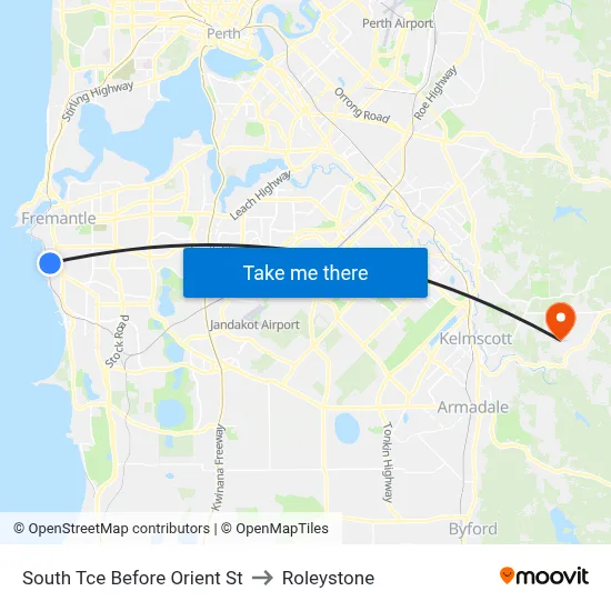 South Tce Before Orient St to Roleystone map