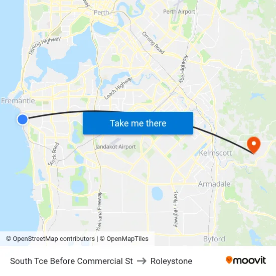 South Tce Before Commercial St to Roleystone map