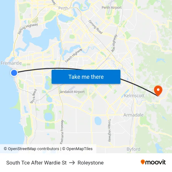South Tce After Wardie St to Roleystone map
