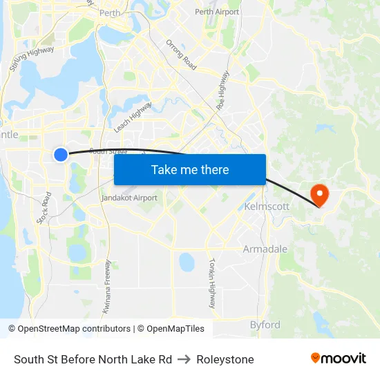 South St Before North Lake Rd to Roleystone map