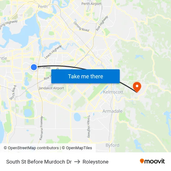 South St Before Murdoch Dr to Roleystone map