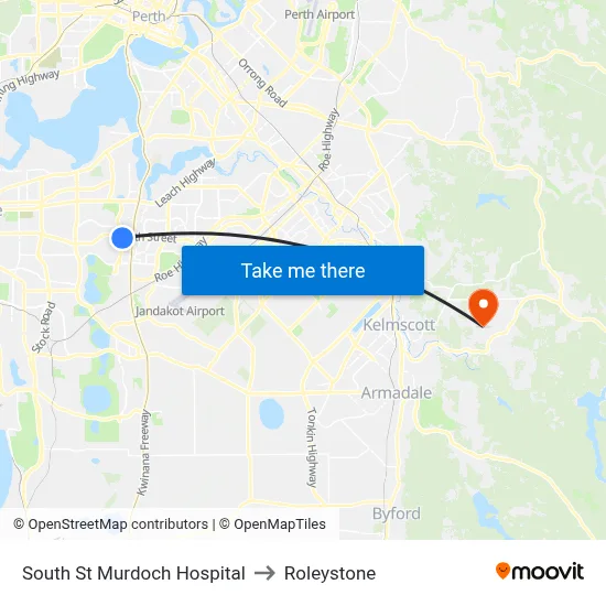 South St Murdoch Hospital to Roleystone map